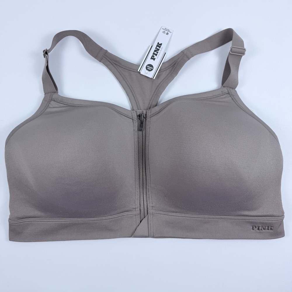Victoria's Secret PINK Seamless Air Front-Close High-Support Taupe Sport Bra XXL